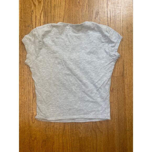 Gray cotton short sleeve crop top - Picture 2 of 4